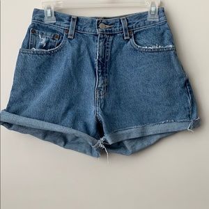 Levi 550 Denim Mom Jean Shorts with Distressing